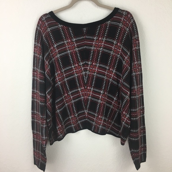 Torrid Soft Plaid Sweater Crop Tartan Oversized - Picture 5 of 6